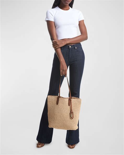 michael kors straw tote|michael kors straw shoulder bag.